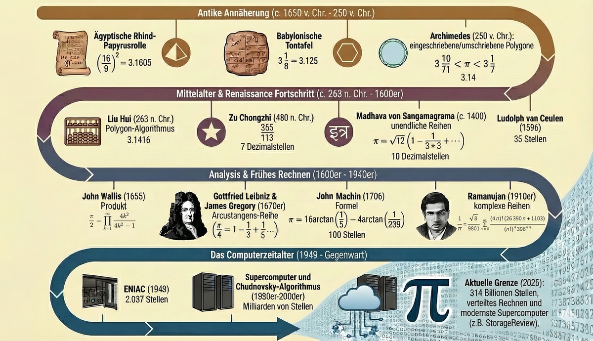 Entwicklung der Berechnung der Kreiszahl Pi